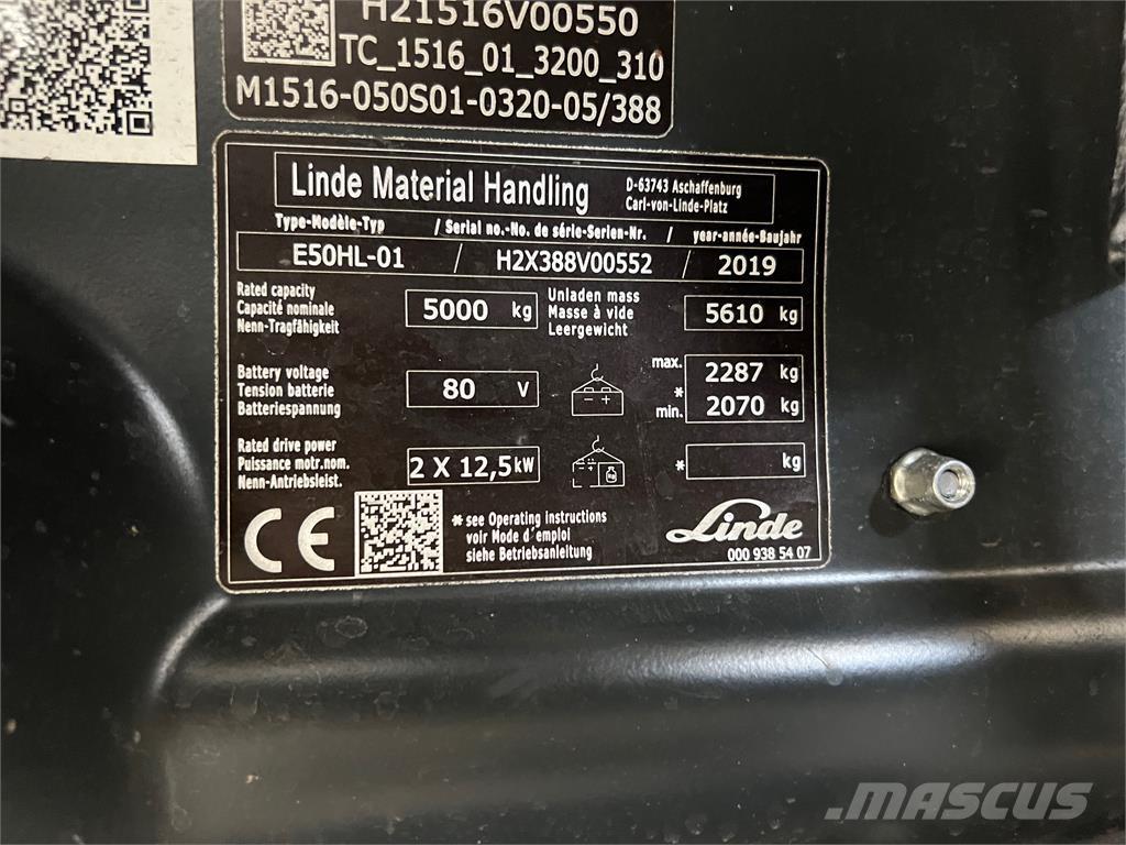 Linde E50HL-01 バッテリーフォークリフト
