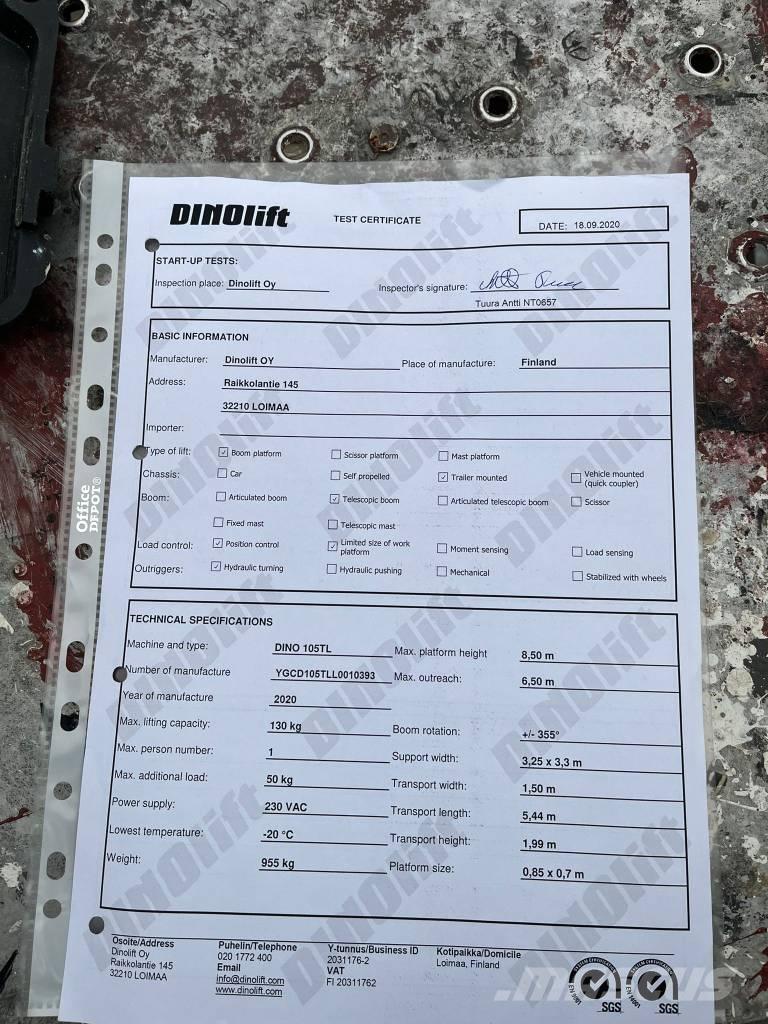 Dino 105TL 高所作業台付トレーラー