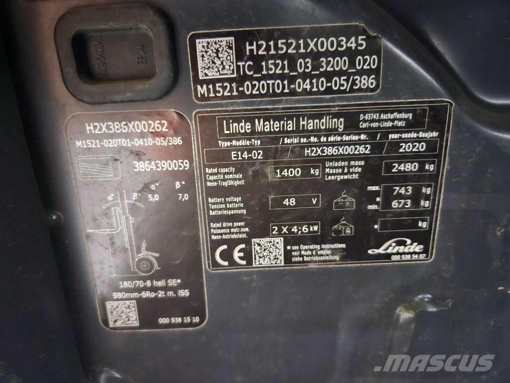 Linde E14 バッテリーフォークリフト