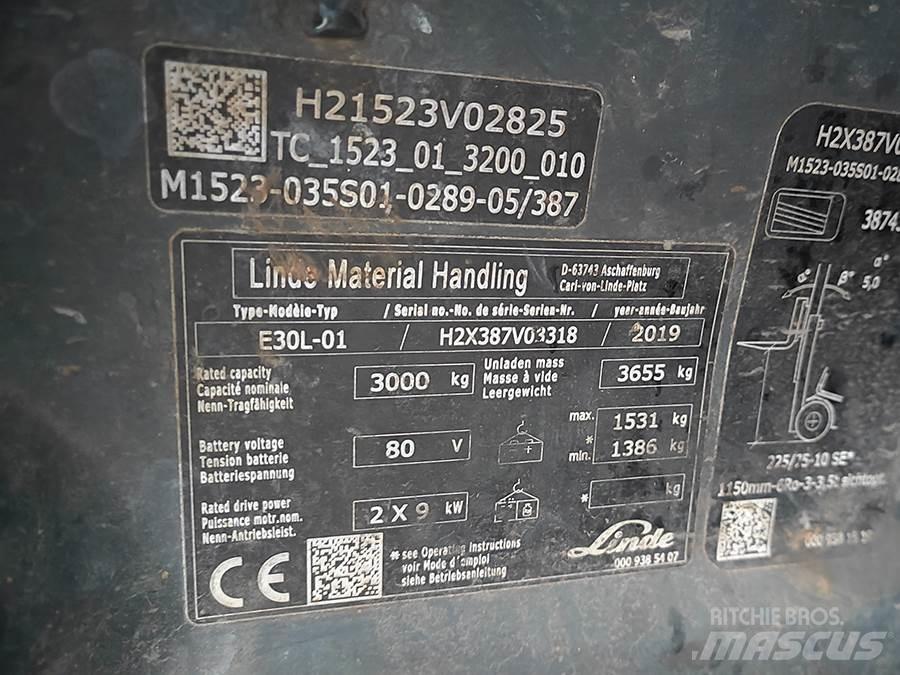 Linde E30L-01 バッテリーフォークリフト