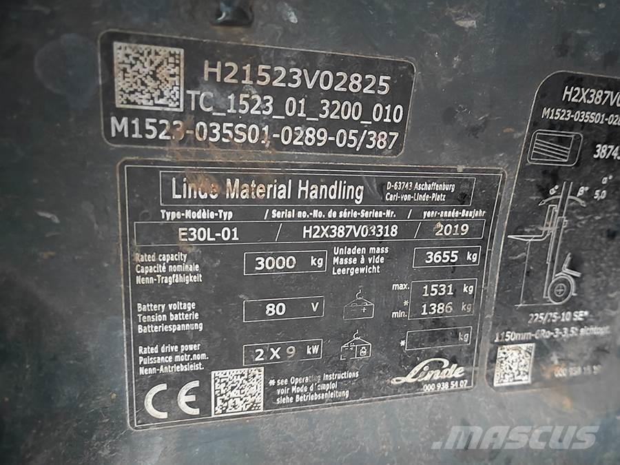 Linde E30L-01 バッテリーフォークリフト