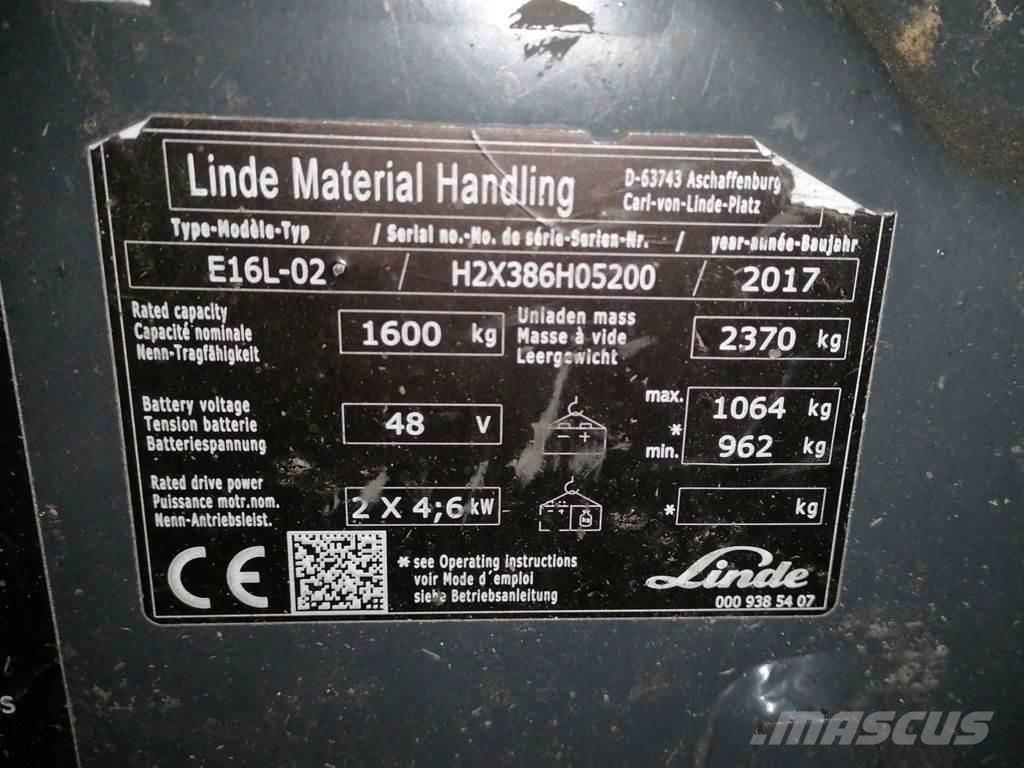 Linde E16L-02 バッテリーフォークリフト