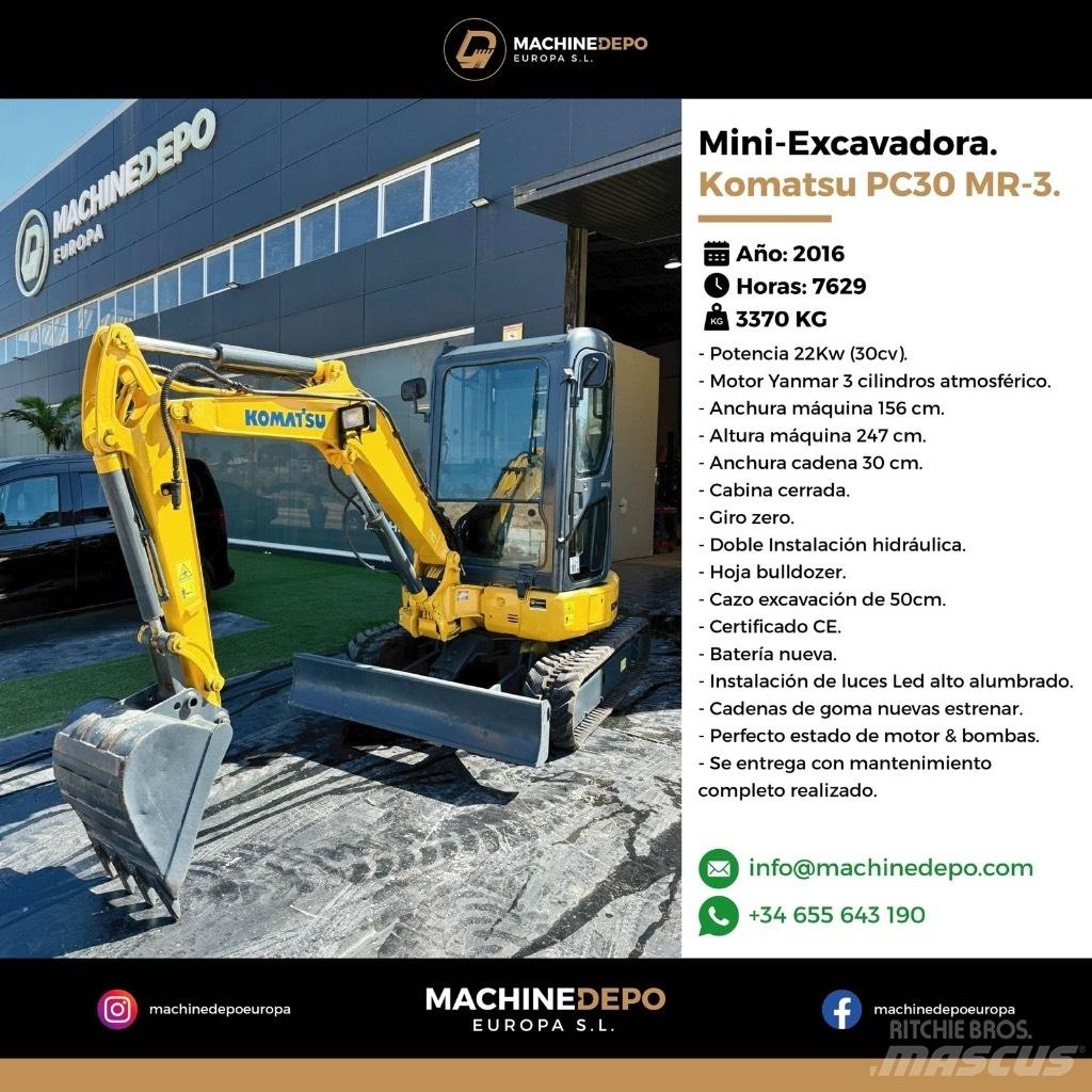 Komatsu PC 30 MR-3 ミニ油圧ショベル 7t以下（ミニユンボ・ミニディガー）
