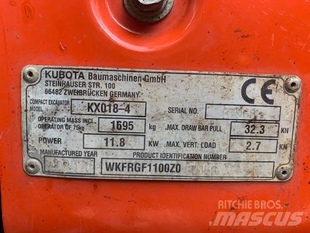 Kubota KX 018-4 ミニ油圧ショベル 7t以下（ミニユンボ・ミニディガー）
