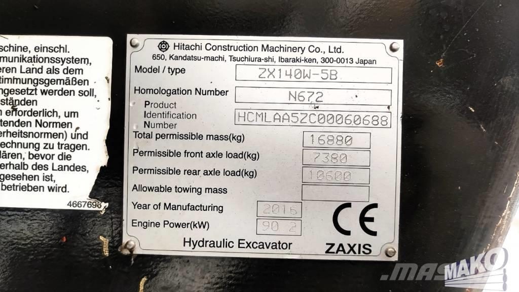 Hitachi ZX 140 W-5 ホイール式油圧ショベル（パワーショベル・ユンボ・バックホー）