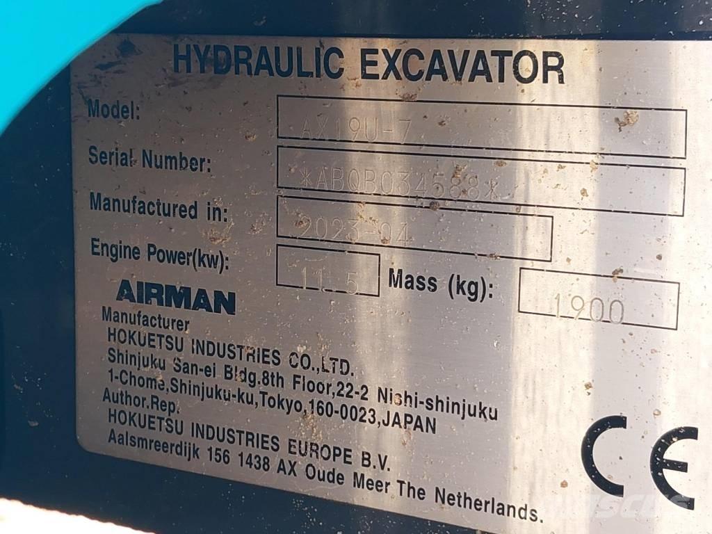 Airman AX19U-7 ミニ油圧ショベル 7t以下（ミニユンボ・ミニディガー）