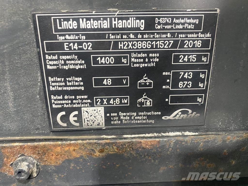 Linde E14-02 バッテリーフォークリフト