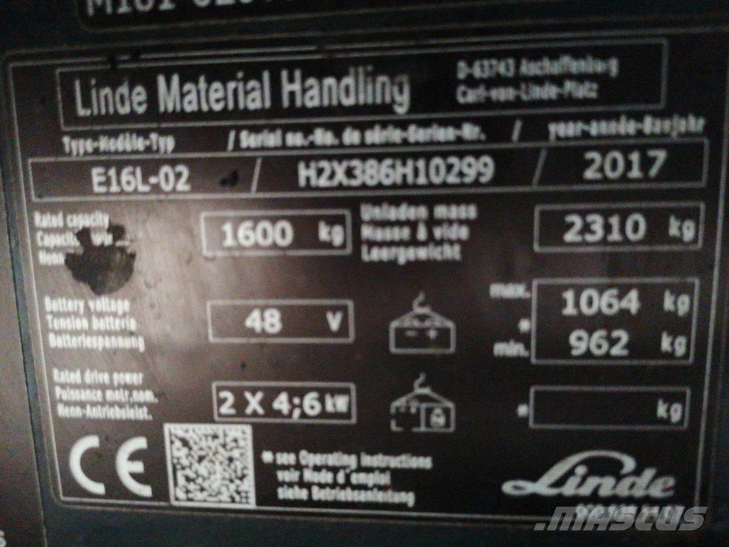 Linde E16L-02 バッテリーフォークリフト