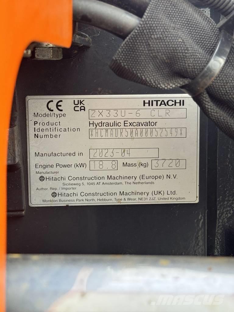 Hitachi ZX 33 U-6 ミニ油圧ショベル 7t以下（ミニユンボ・ミニディガー）