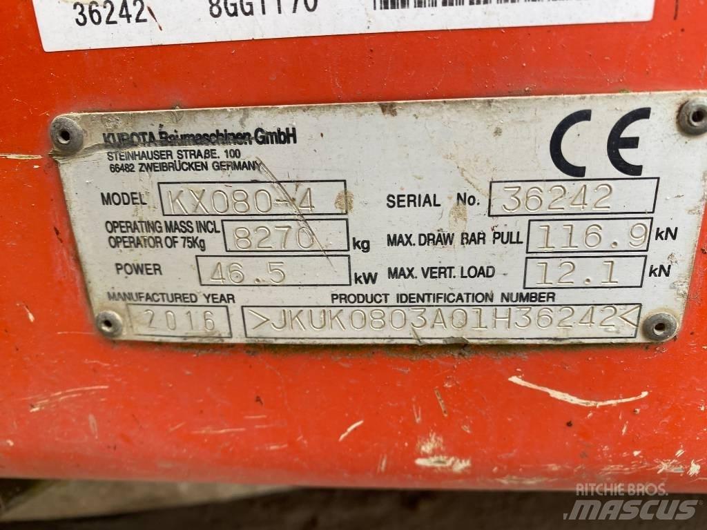 Kubota KX 080-4 中型油圧ショベル 7ｔ-12ｔ（ユンボ・パワーショベル・バックホー）