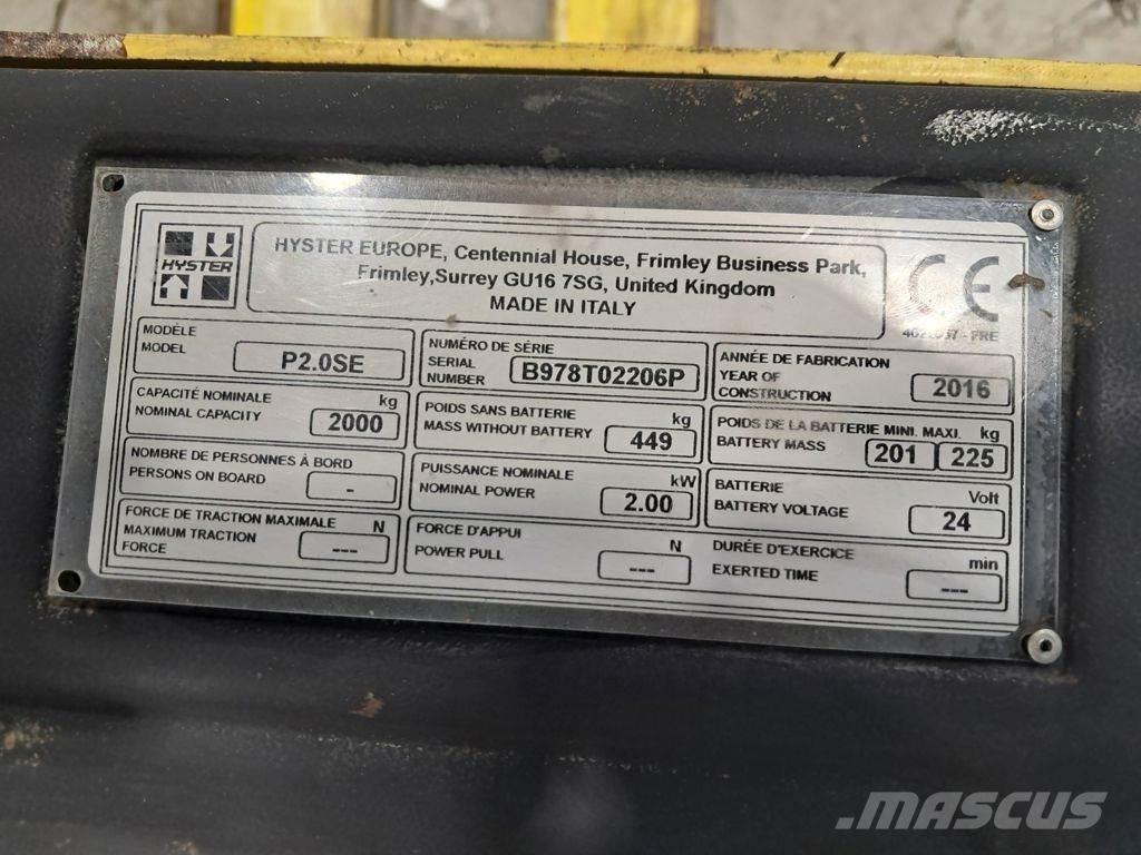 Hyster P2.OSE ローリフトとプラットフォーム