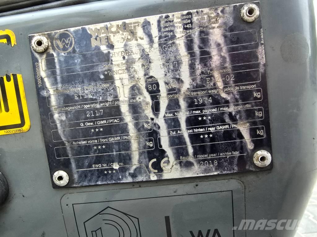 Wacker Neuson ET18 ミニ油圧ショベル 7t以下（ミニユンボ・ミニディガー）