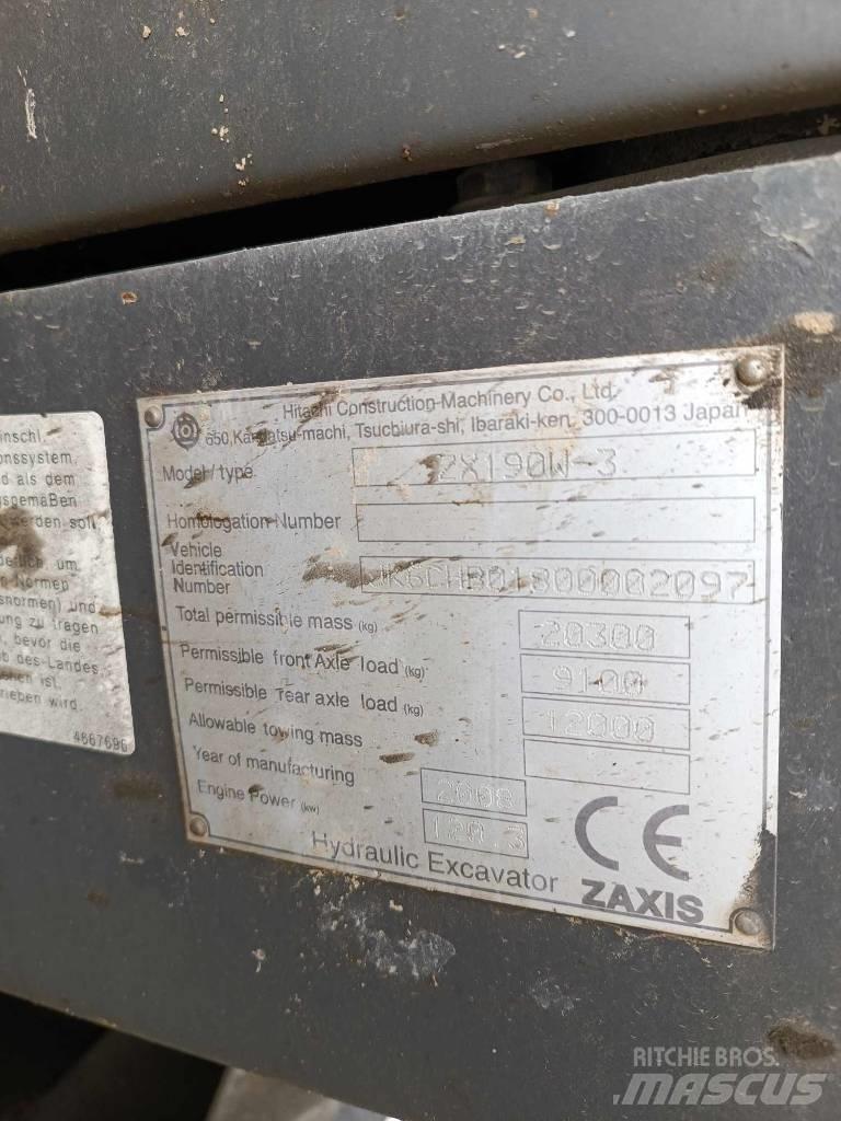 Hitachi ZX 190 W-3 ホイール式油圧ショベル（パワーショベル・ユンボ・バックホー）