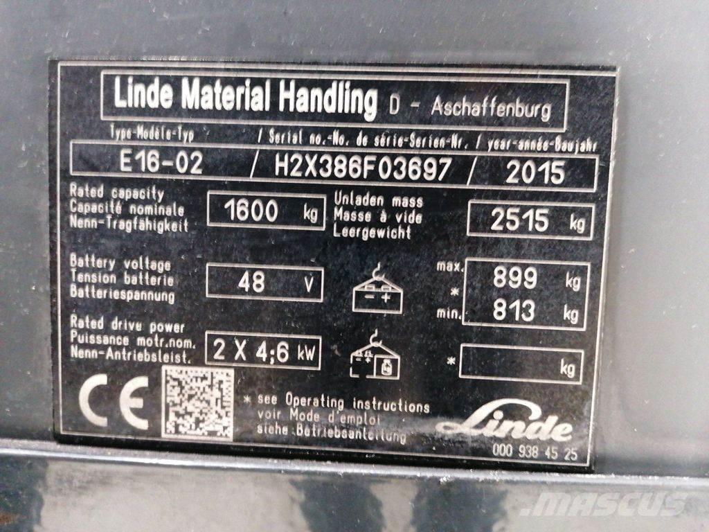 Linde E16-02 バッテリーフォークリフト