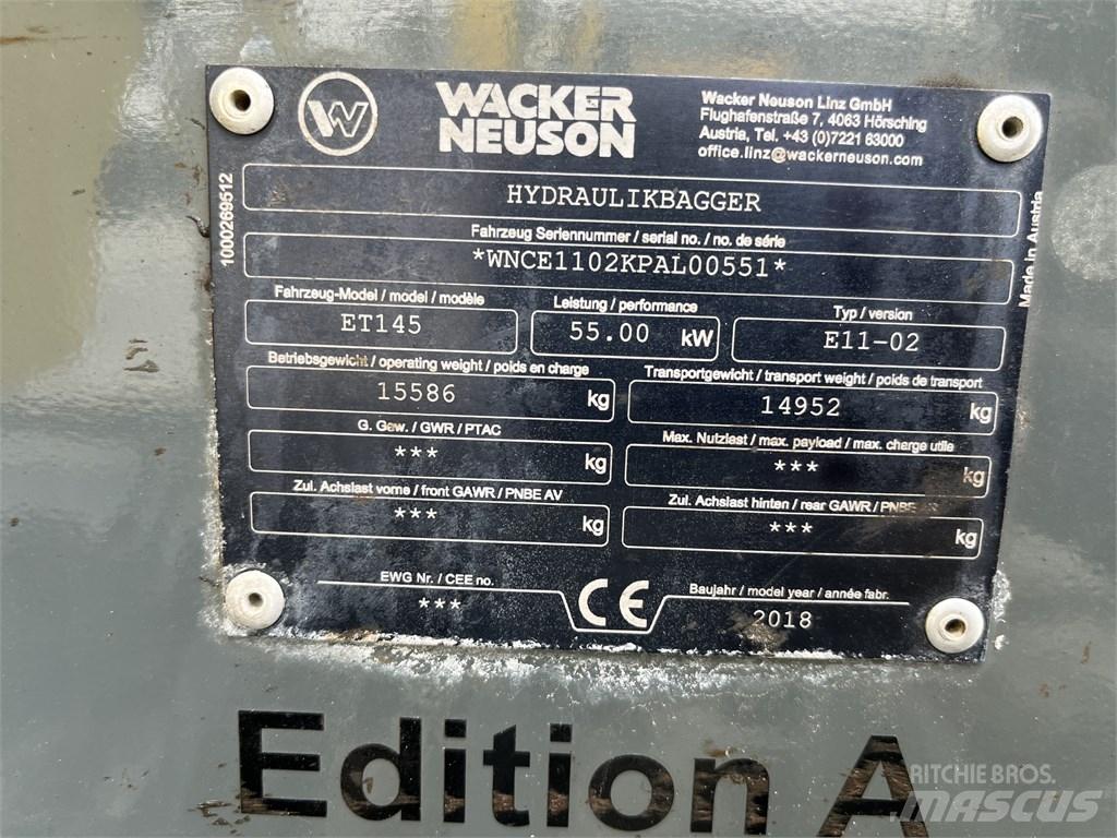 Wacker Neuson ET 145 大型油圧ショベル12t以上（パワーショベル・ユンボ）