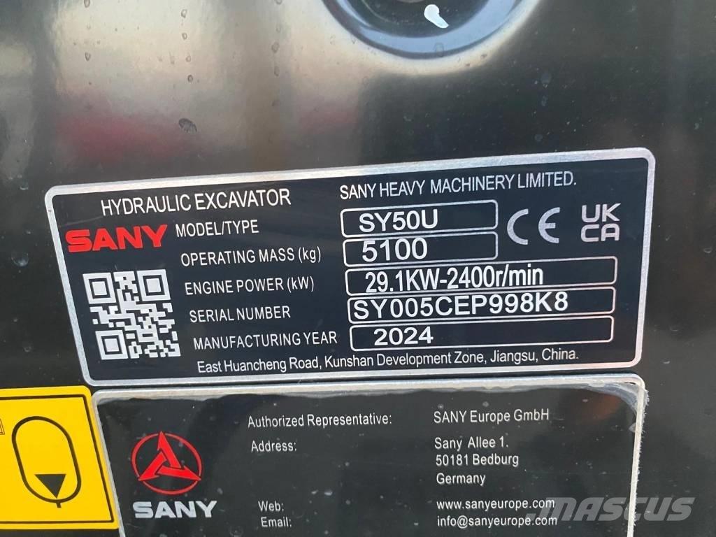 Sany SY 50 U ミニ油圧ショベル 7t以下（ミニユンボ・ミニディガー）