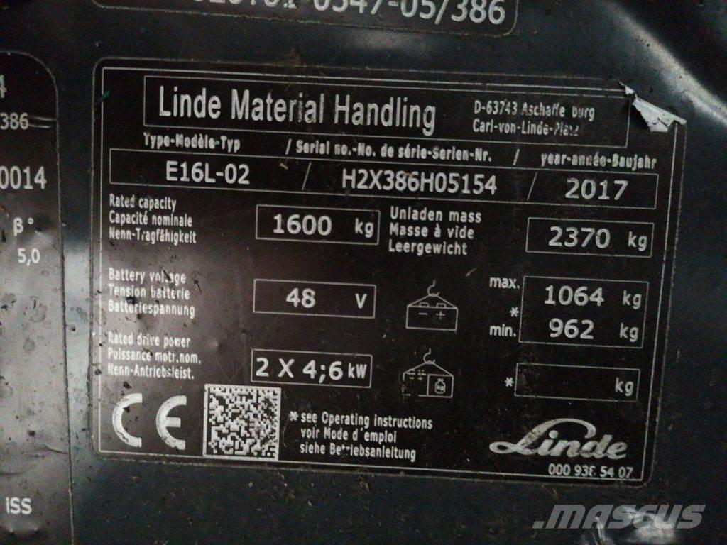 Linde E16L-02 バッテリーフォークリフト