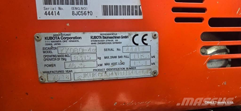 Kubota KX 080-4 CX 中型油圧ショベル 7ｔ-12ｔ（ユンボ・パワーショベル・バックホー）