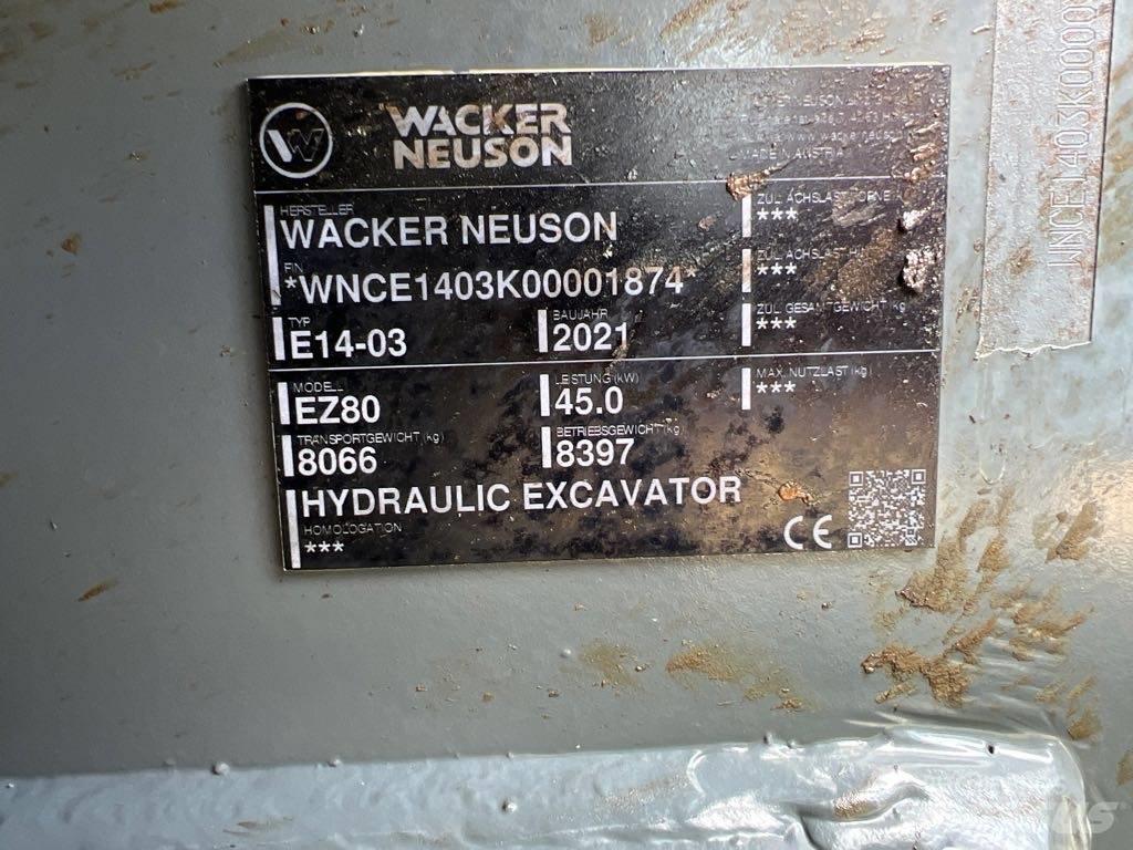 Wacker Neuson EZ80 大型油圧ショベル12t以上（パワーショベル・ユンボ）