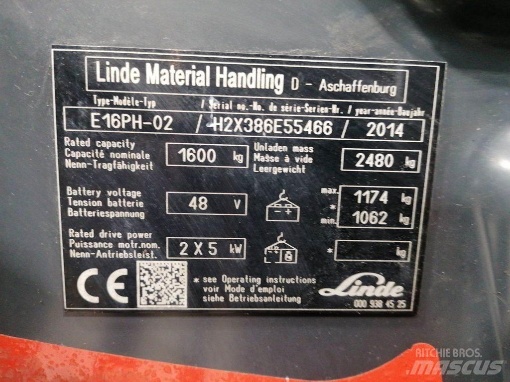 Linde E16PH-02 バッテリーフォークリフト