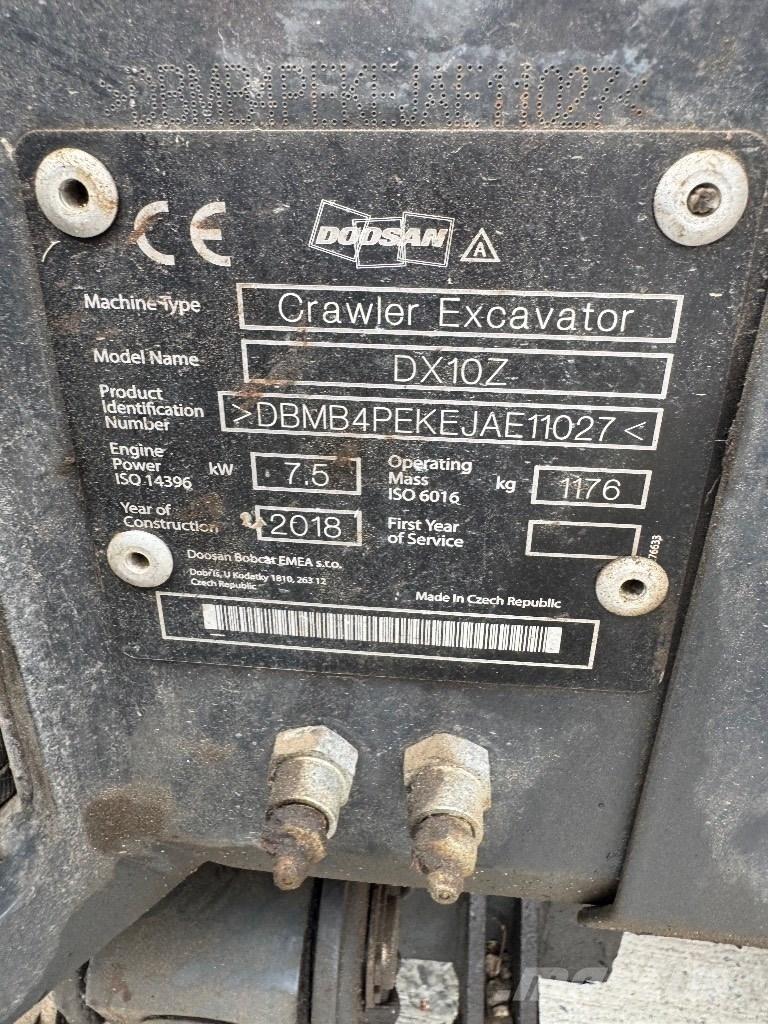 Doosan DX 10 Z ミニ油圧ショベル 7t以下（ミニユンボ・ミニディガー）