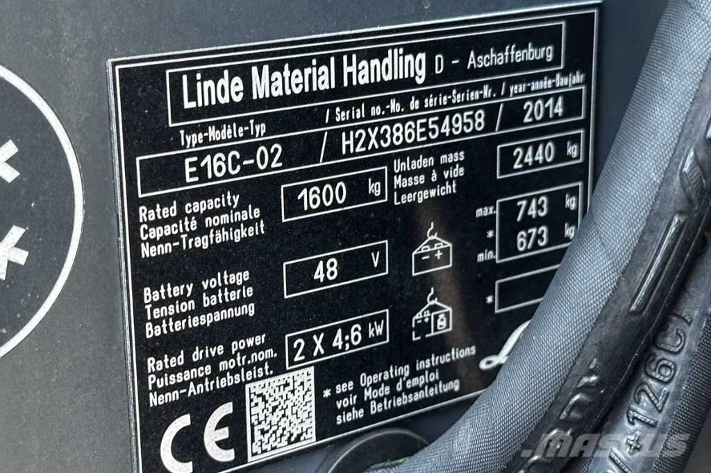 Linde E 16 C-02 バッテリーフォークリフト