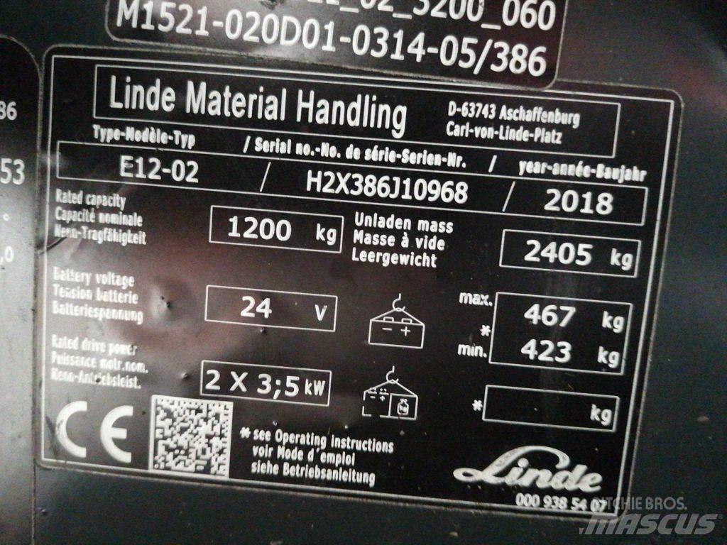 Linde E12-02 バッテリーフォークリフト