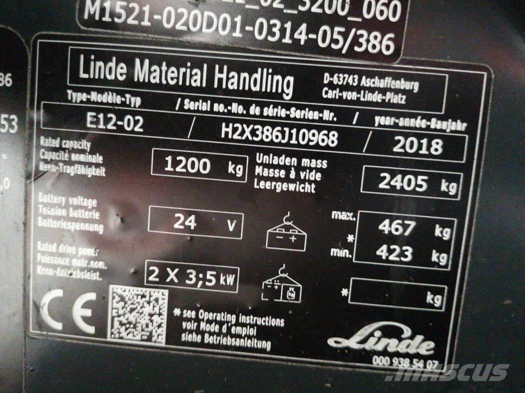 Linde E12-02 バッテリーフォークリフト