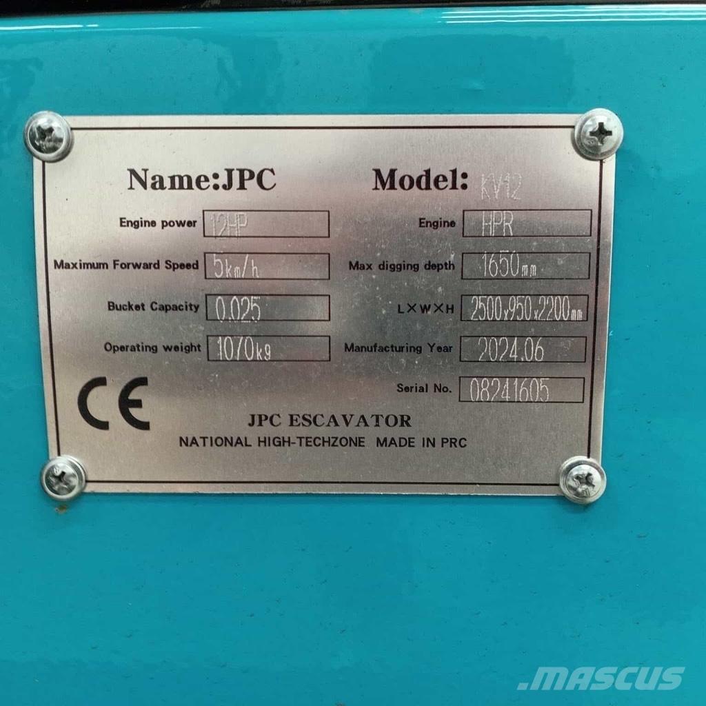 JPC KV 12 ミニ油圧ショベル 7t以下（ミニユンボ・ミニディガー）