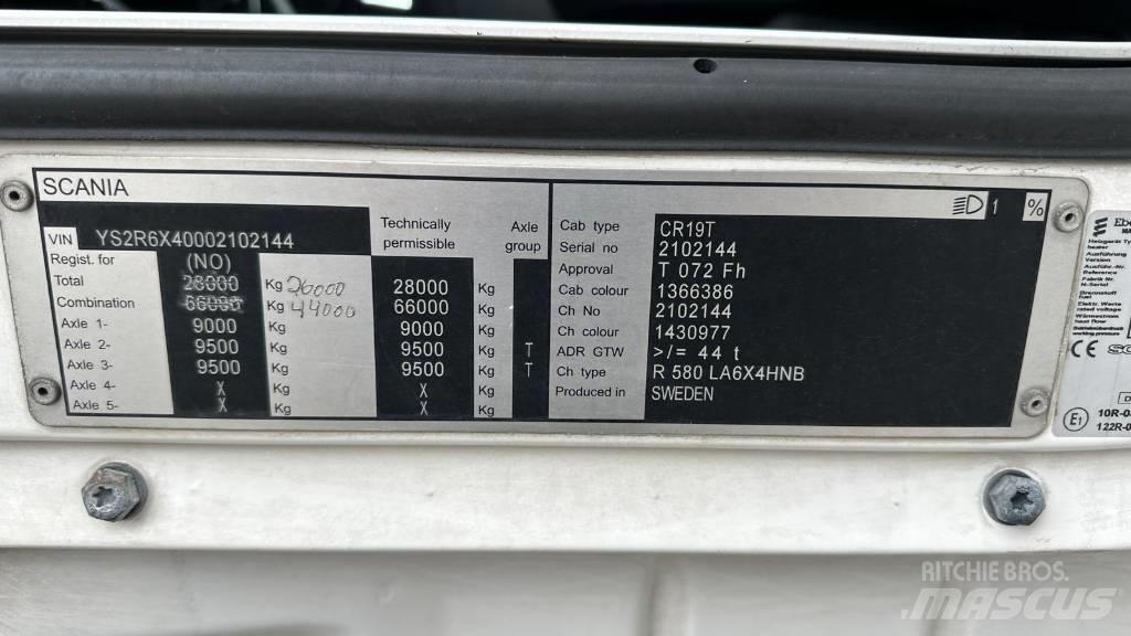 Scania R 580 中古トラクターヘッド | トレーラーヘッド