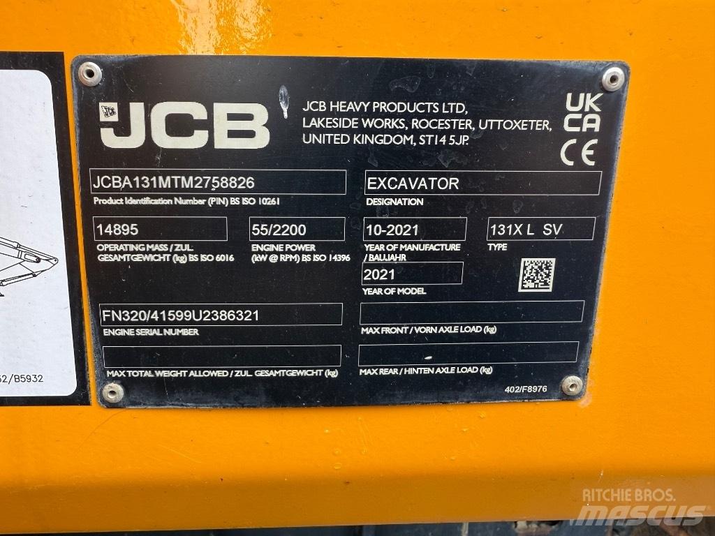 JCB 131X L SV 大型油圧ショベル12t以上（パワーショベル・ユンボ）