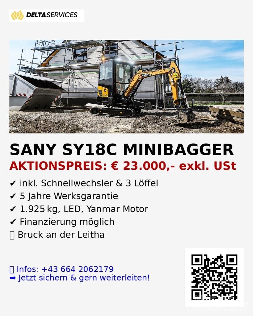 Sany SY 18 C ミニ油圧ショベル 7t以下（ミニユンボ・ミニディガー）