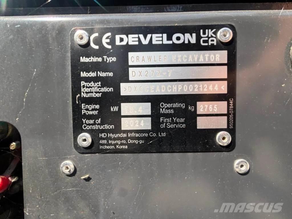 Doosan DX27Z-7 ミニ油圧ショベル 7t以下（ミニユンボ・ミニディガー）