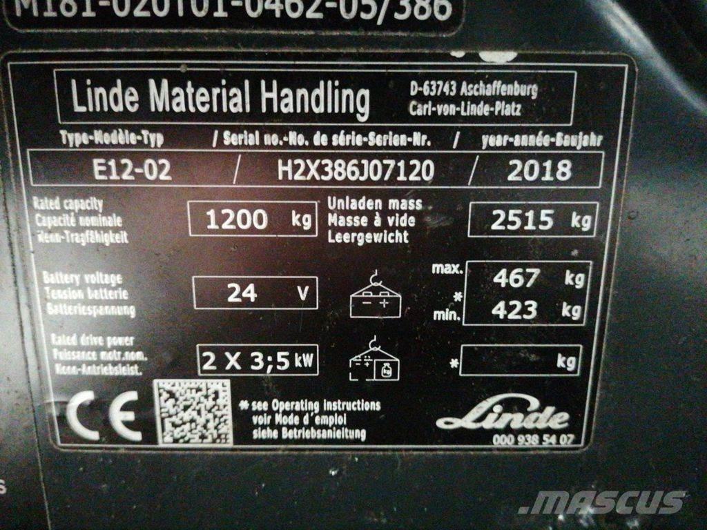 Linde E12-02 バッテリーフォークリフト