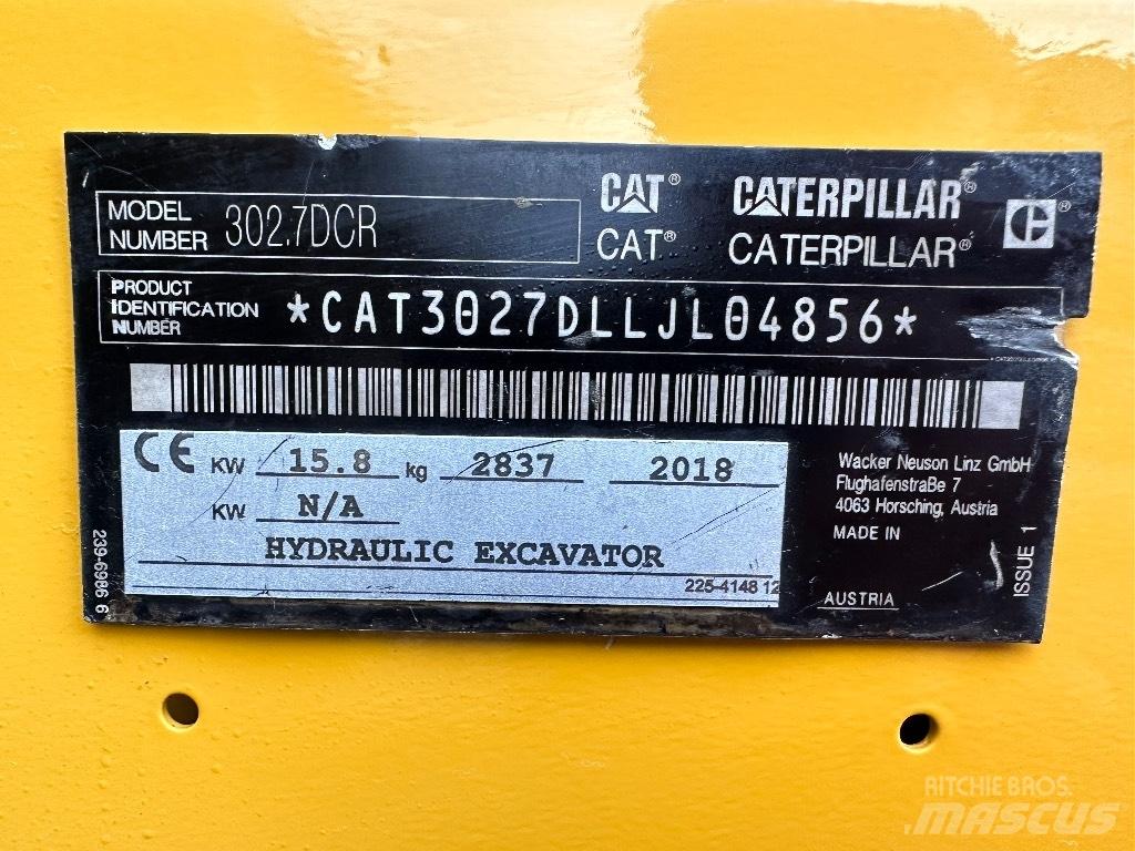 CAT 302.7 D CR ミニ油圧ショベル 7t以下（ミニユンボ・ミニディガー）