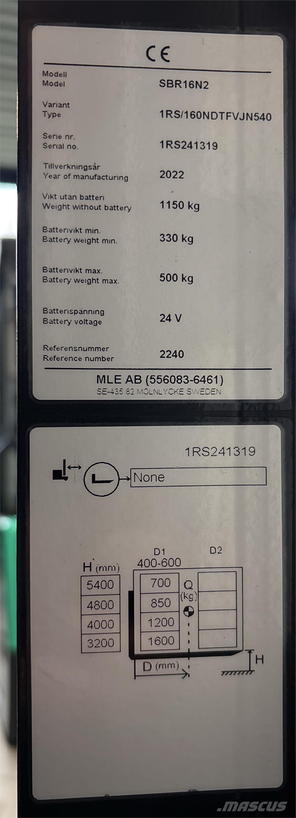 Mitsubishi SBR16N2 自走式スタッカー