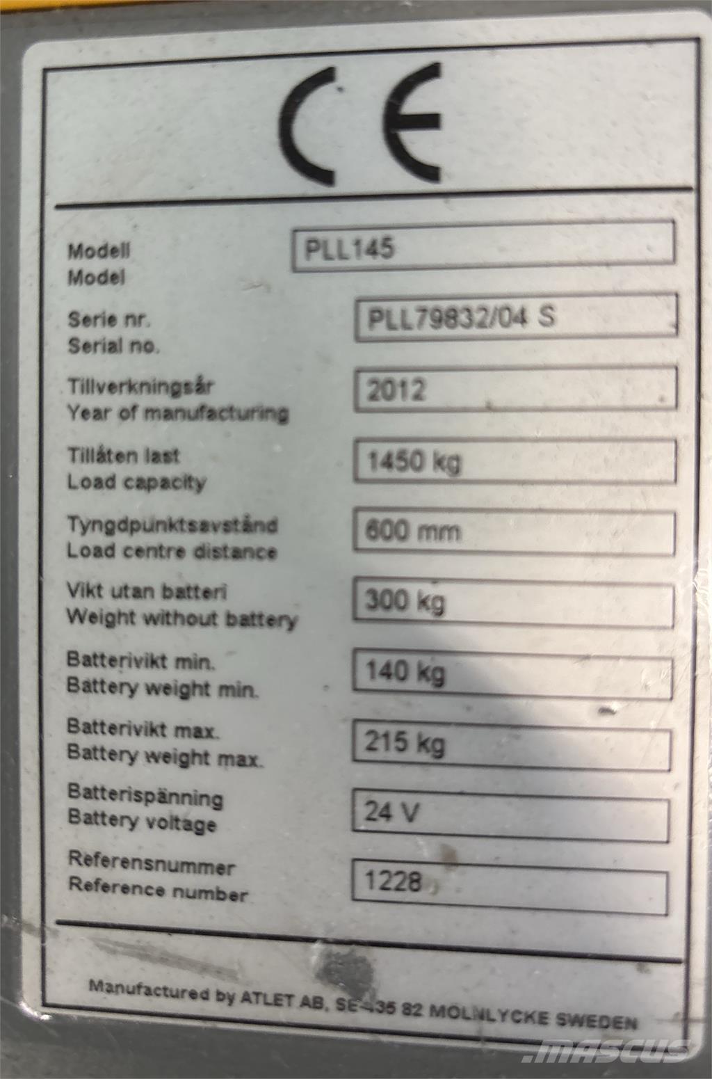Atlet PLL145 ウォーキンフォークリフト