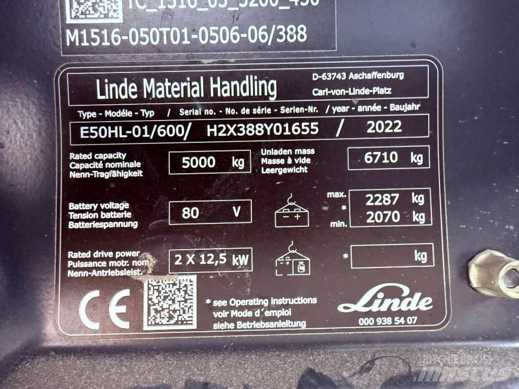 Linde E50/600HL/388 バッテリーフォークリフト