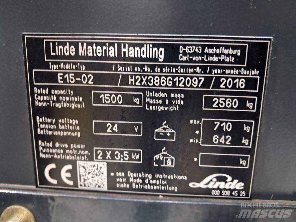 Linde E15-02 バッテリーフォークリフト