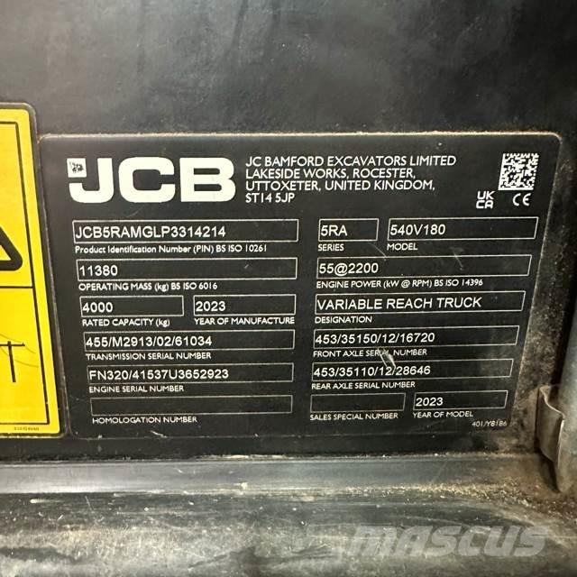 JCB 540-180 テレスコーピックハンドラー