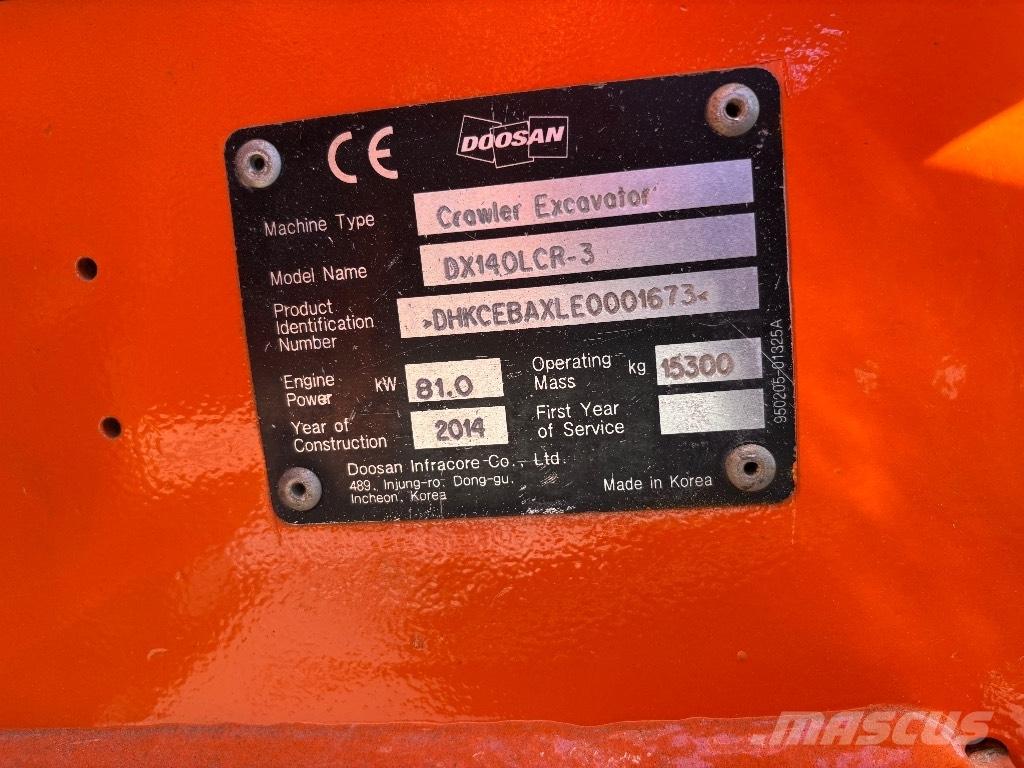 Doosan DX 140 LCR-3 大型油圧ショベル12t以上（パワーショベル・ユンボ）