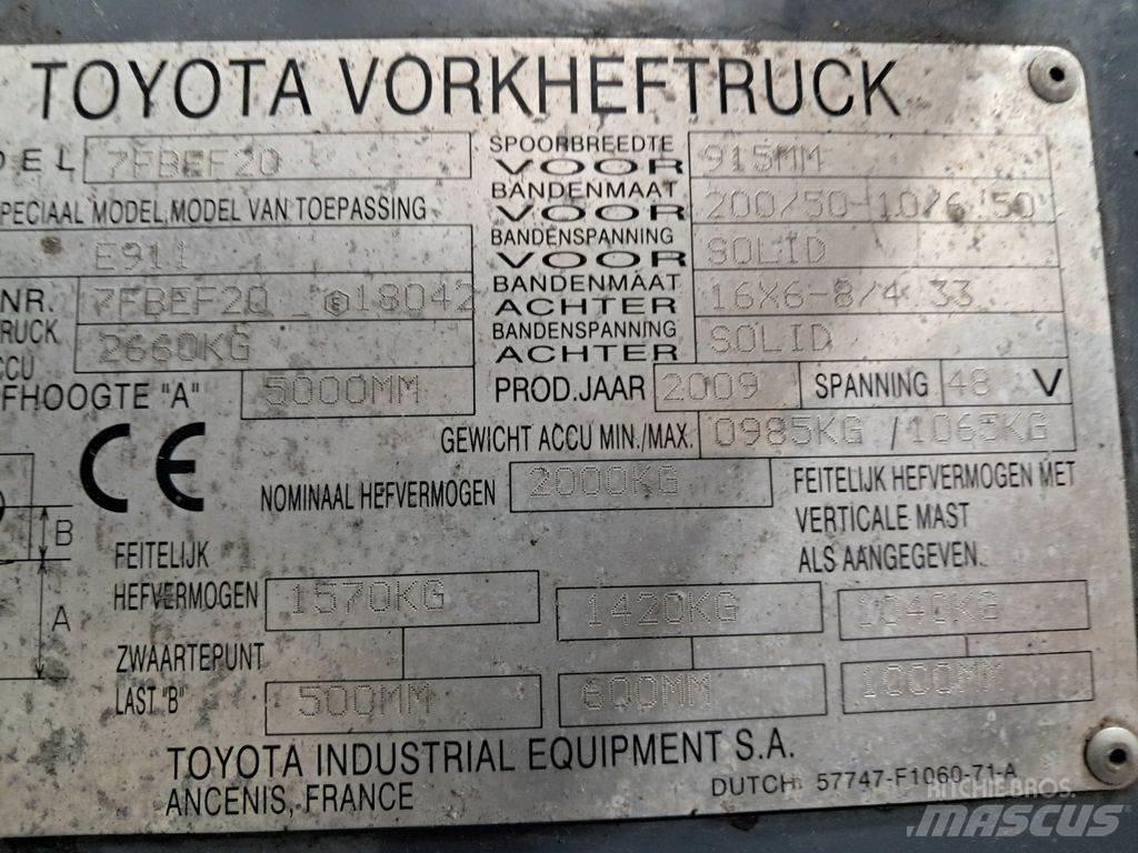 Toyota 7FBEF20 バッテリーフォークリフト