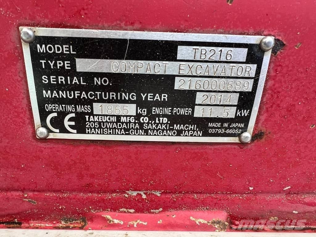 Takeuchi TB 216 ミニ油圧ショベル 7t以下（ミニユンボ・ミニディガー）