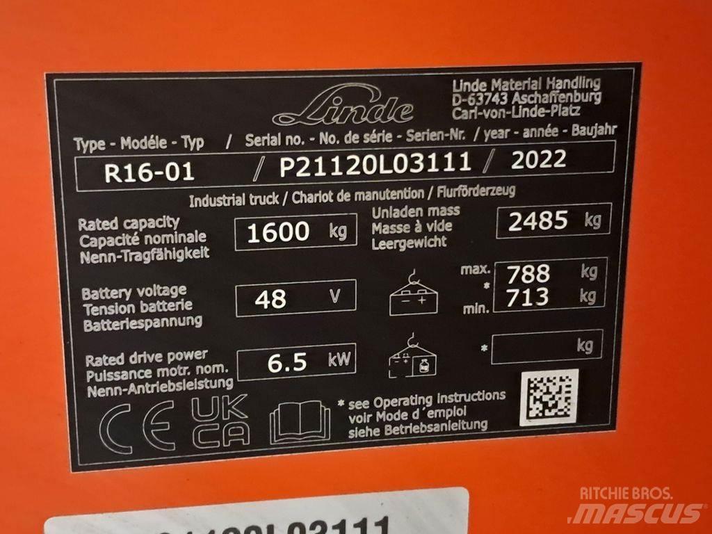 Linde R16-01 リーチフォークリフト
