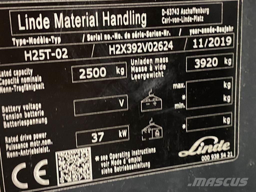 Linde H25T-02 LPGフォークリフト