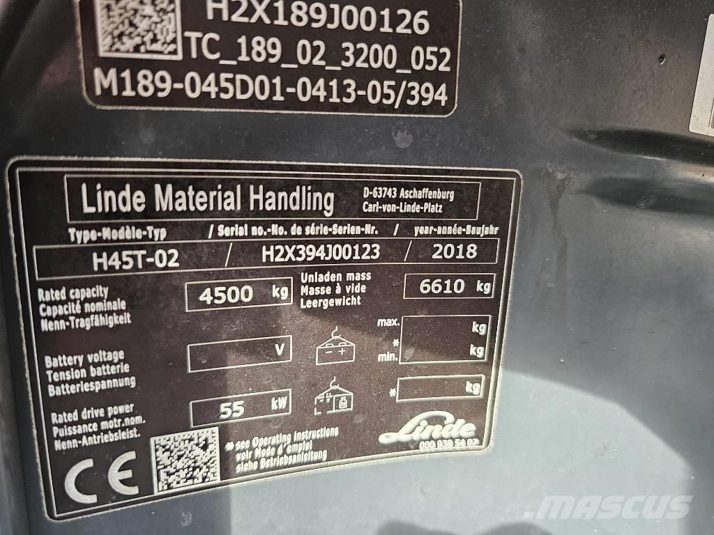 Linde H45T-02 LPGフォークリフト