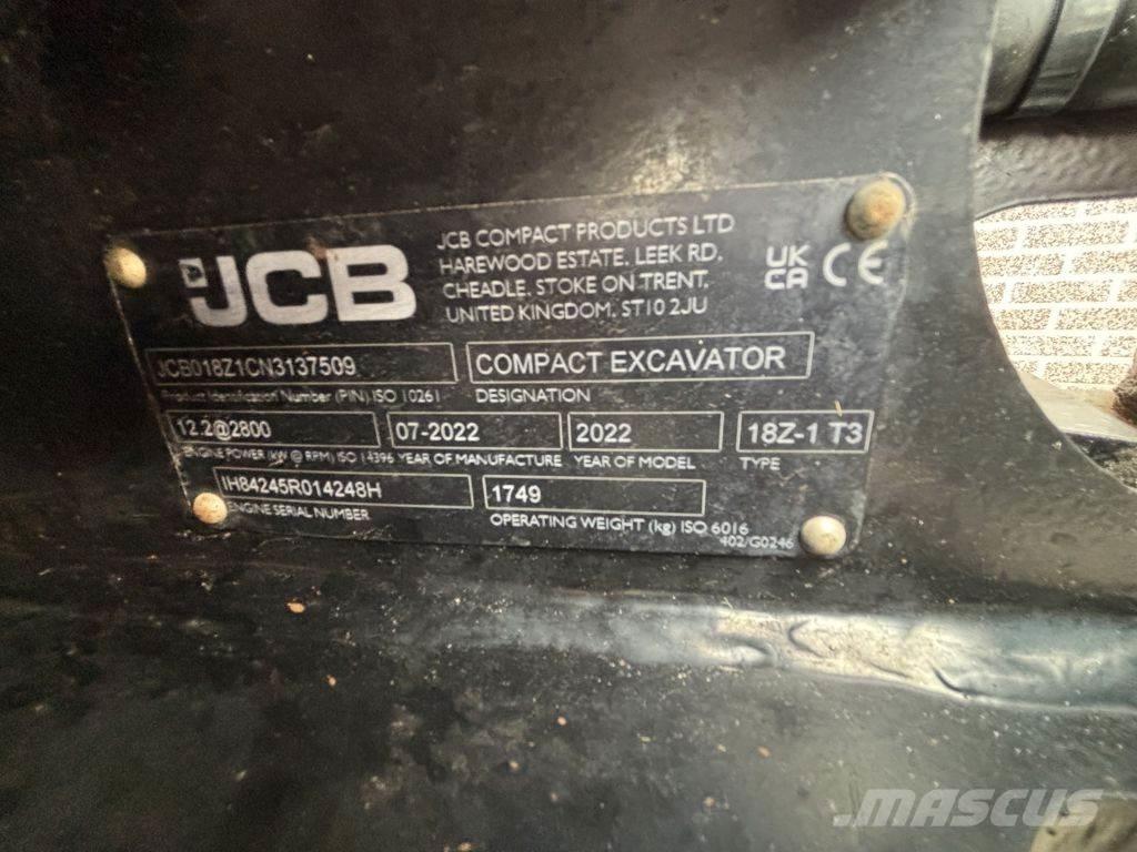 JCB 18Z ミニ油圧ショベル 7t以下（ミニユンボ・ミニディガー）