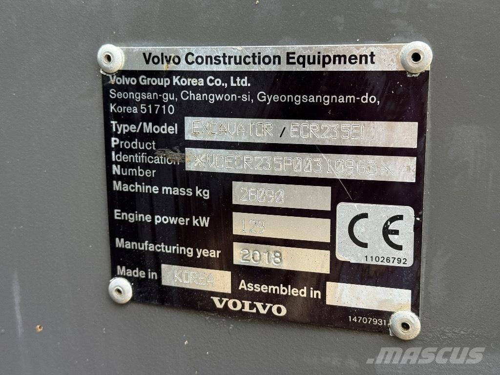 Volvo ECR 235 EL 大型油圧ショベル12t以上（パワーショベル・ユンボ）