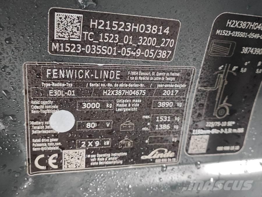 Linde E30L-01 バッテリーフォークリフト