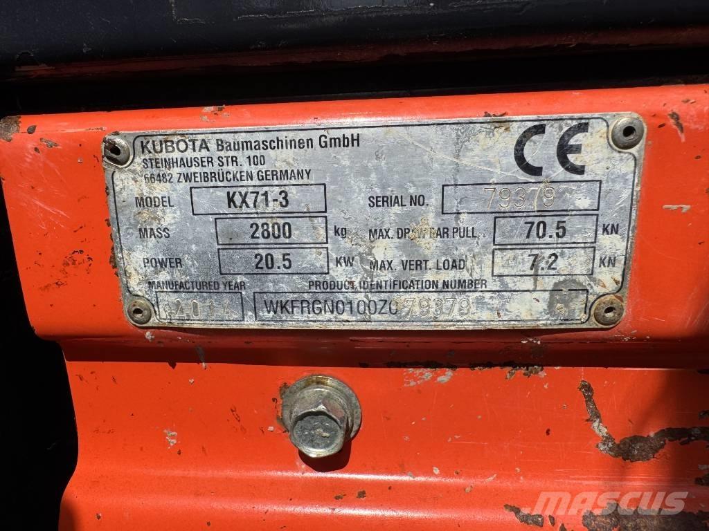 Kubota KX 71-3 ミニ油圧ショベル 7t以下（ミニユンボ・ミニディガー）